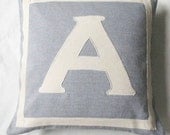 gray and off white monogrammed pillow covers 20 inch - Custom made - Choose your colors