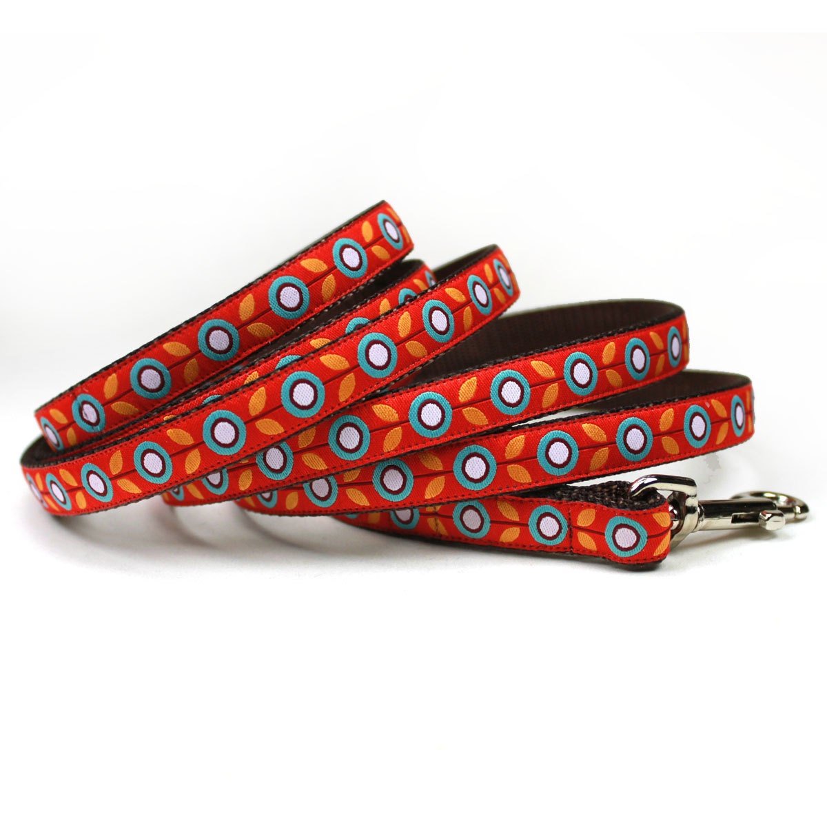 orange and brown mod flora leash (1/2 inch)