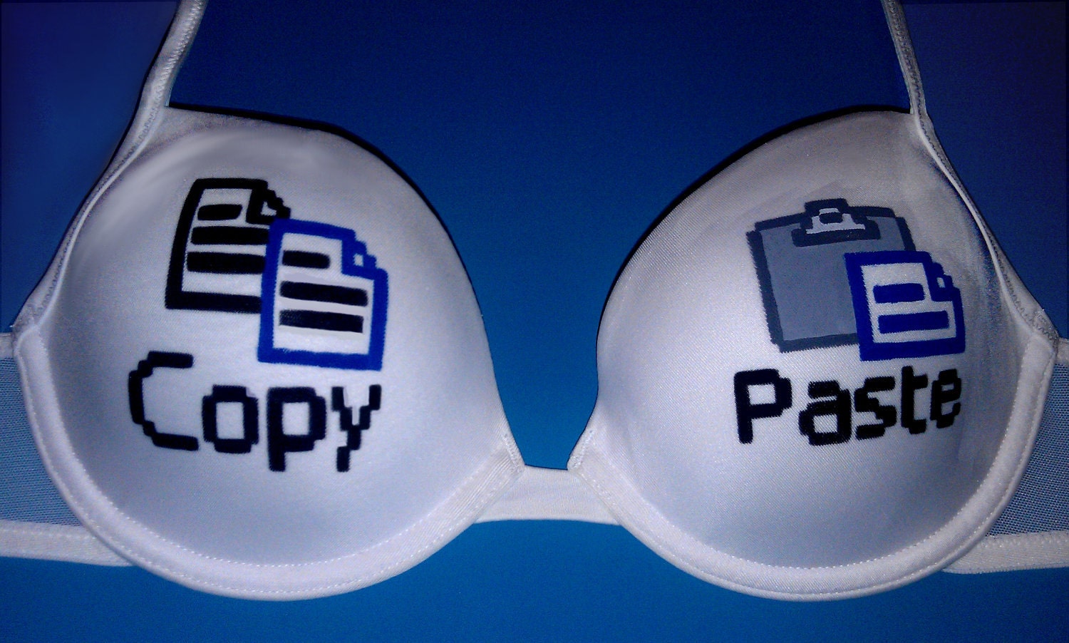 Handpainted Geeky Copy Paste Bra