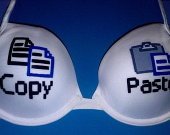 Handpainted Geeky Copy Paste Bra
