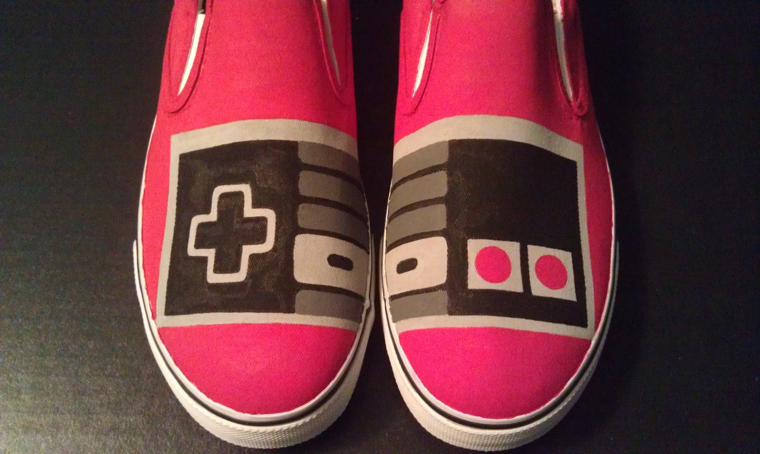 Hand Painted NES Controller Vans Slip On Shoes