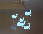 6 Identical Blue Whales Paperbella Mobile