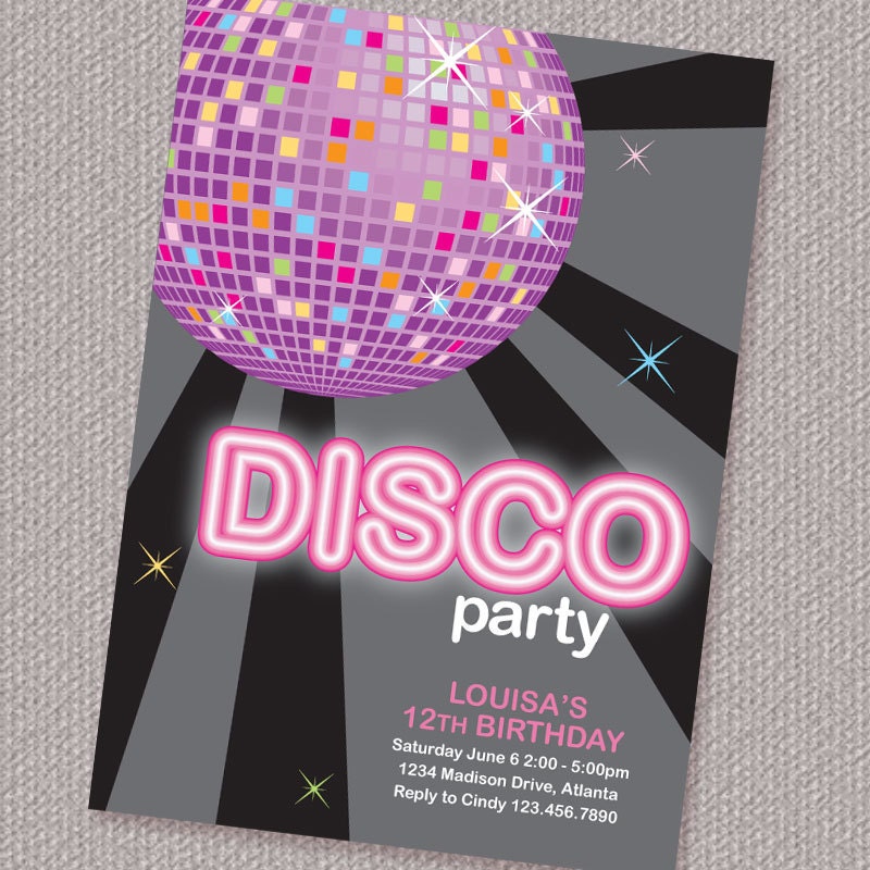 Disco Ball Birthday Party Invitation Printable Personalized (Digital File) Il_170x135