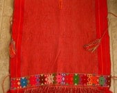 Vintage Huipil Top Embroidered Poncho Fringe  Frieda Kahlo