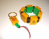Vintage Bakelite Mah Jongg Bracelet Keychain Set