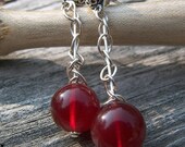 Bali posts Red Agate   Sterling Silver Chain Earrings