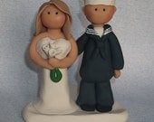 Navy Sailor Wedding Cake Topper