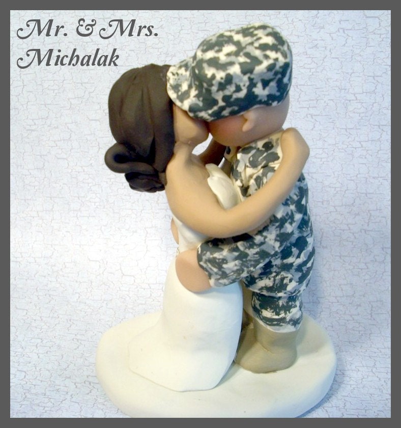 Military Wedding Cake Topper - Kiss
