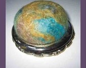 Felted Wool Pincushion - silver plated base - classy