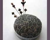 Asian Inspired Pincushion - Seven Embellishment Pins - Decorative Sewing Pins