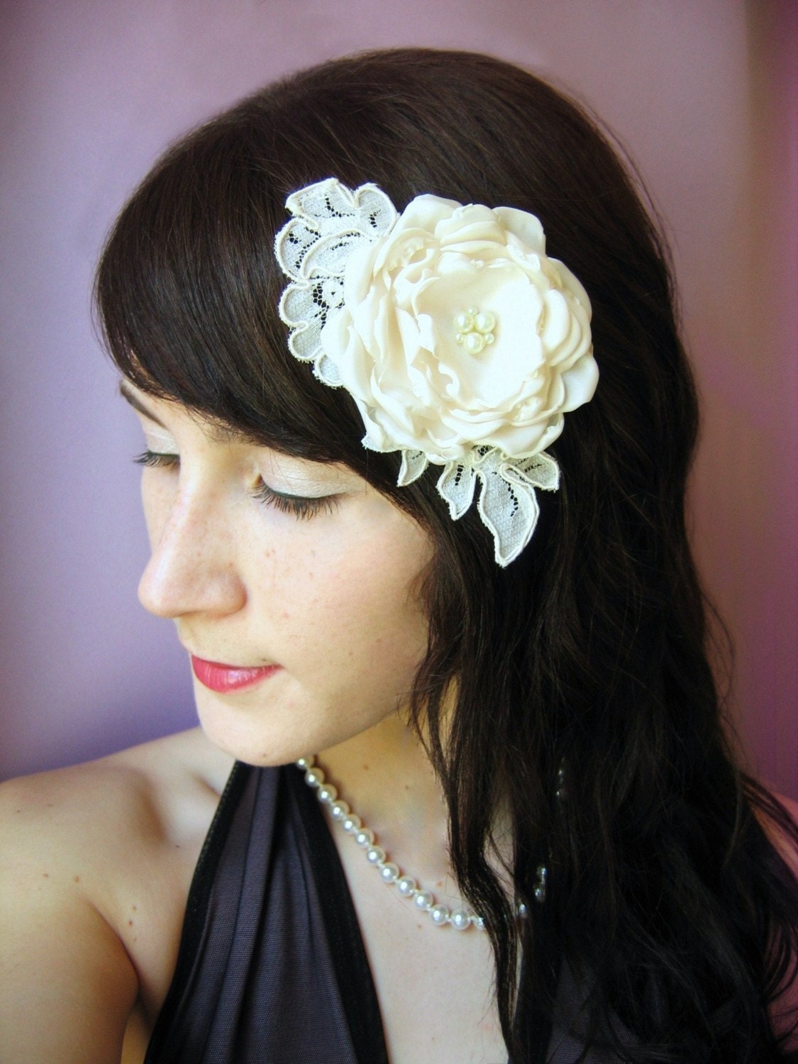 Lacey Bloom with a Detachable Birdcage Veil - White, Ivory, Or Black