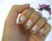 Very Chic Lavender Shabby Victorian Vintage Floral Nail Art Waterslide Water Nail Decals Miniature - fw-008