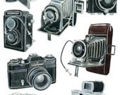 8 Voigtlander Camera Drawings - limited edition archival print