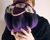 Purple felt purse small felt purse felt handbag wet felted fiber art  wool felt bag handmade in france