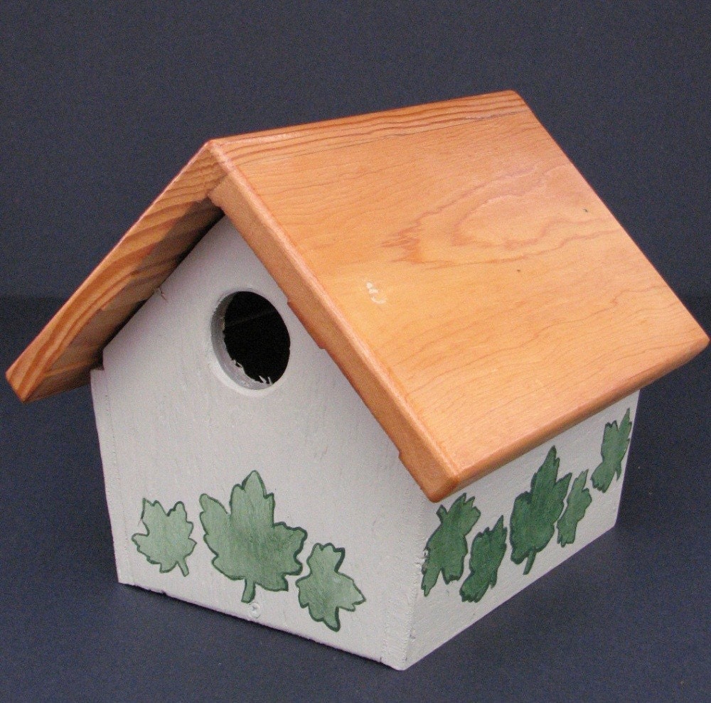 SALE - Painted and Stenciled Wren Birdhouse