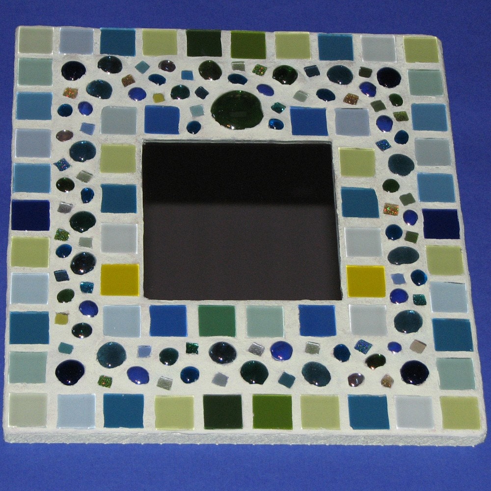 Mosaic Mirror - Ocean Greens and Blues