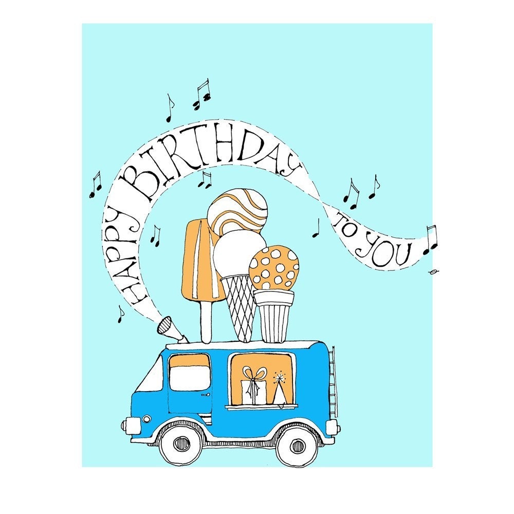 Ice Cream Truck - Birthday Card