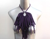 Bib Necklace Fabric Hipster Jewelry Jewellery Tribal African Neckpiece Bibs Fiber Unique Ethnic Womens Cotton Necklaces Eggplant  Purple CIJ
