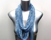 Blue White Striped Infinity Scarf - Nautical Fashion - Blue Circle Scarf - Summer Scarf Loop - Womens Mens Necklace Fabric Jewelry Unique