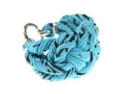 Friendship Bracelet Unique Jewelry Womens Braided Cuff Rope Stacking Textile Knotted Wide Fiber Fabric Cotton Bracelet Light Blue