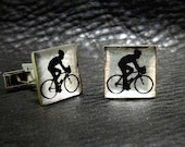 Bicyclist - Silver Leaf Cufflinks - A