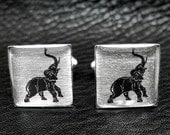 Elephant Safari Silver Leaf Cufflinks - A