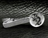 Asian Japanese Chinese Dragon Silver Leaf Tie Clip