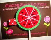 Felt Hair Clips - Girls Hair Accessories - Summer Picnic Red Watermelon Lollipop Felt Fruit Hair Clippie For Girls