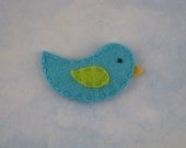 Turquoise and Lime Birdie Wool Felt Hair Clip