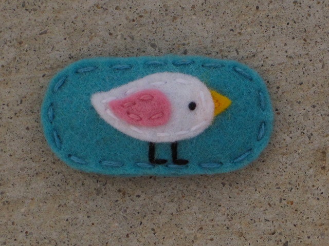 Bitsy Birdie Teal Wool Felt Hair Clip