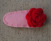 Red Carnation Flower Pink Wool Felt Hair Clip