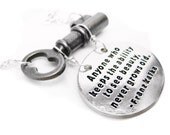 Silver Skeleton Key Necklace. Inspirational Quote Neckace. Poem Necklace