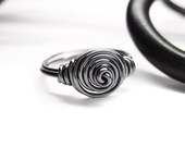 Gray Spiral Ring. Wire Wrapped Ring. Rosette Ring