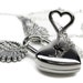 Angel Wing Necklace Set. Winged Heart Lock Necklace. Couples Silver Heart Skeleton Key Boyfriend Girlfriend Lovers Padlock Necklace Set