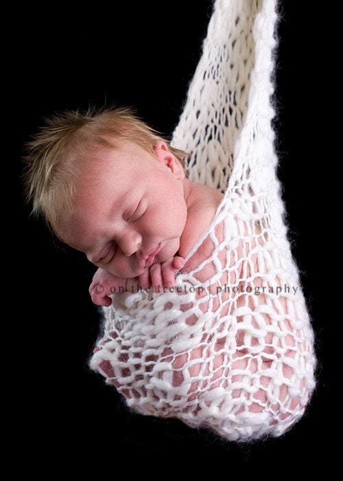 Custom Made (Limited Edition) Off White/Cream  Hanging Nest (Stork Pouch) for Newborn - Professional Photography Prop