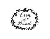 Custom Calligraphy stamp with Flower Border