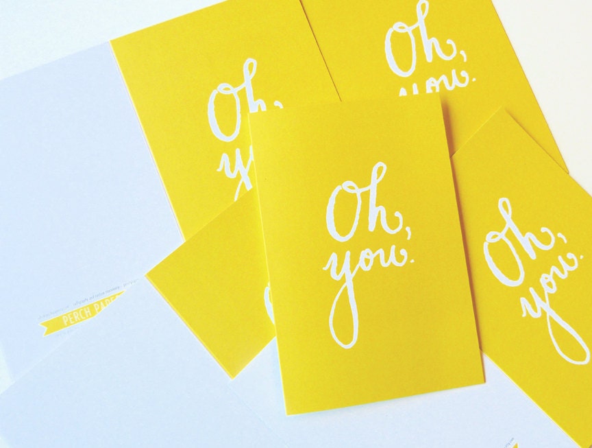 OH, YOU - Lemon Lime Greeting Card  - 4.25x5.5 (folded card) with matching white envelope