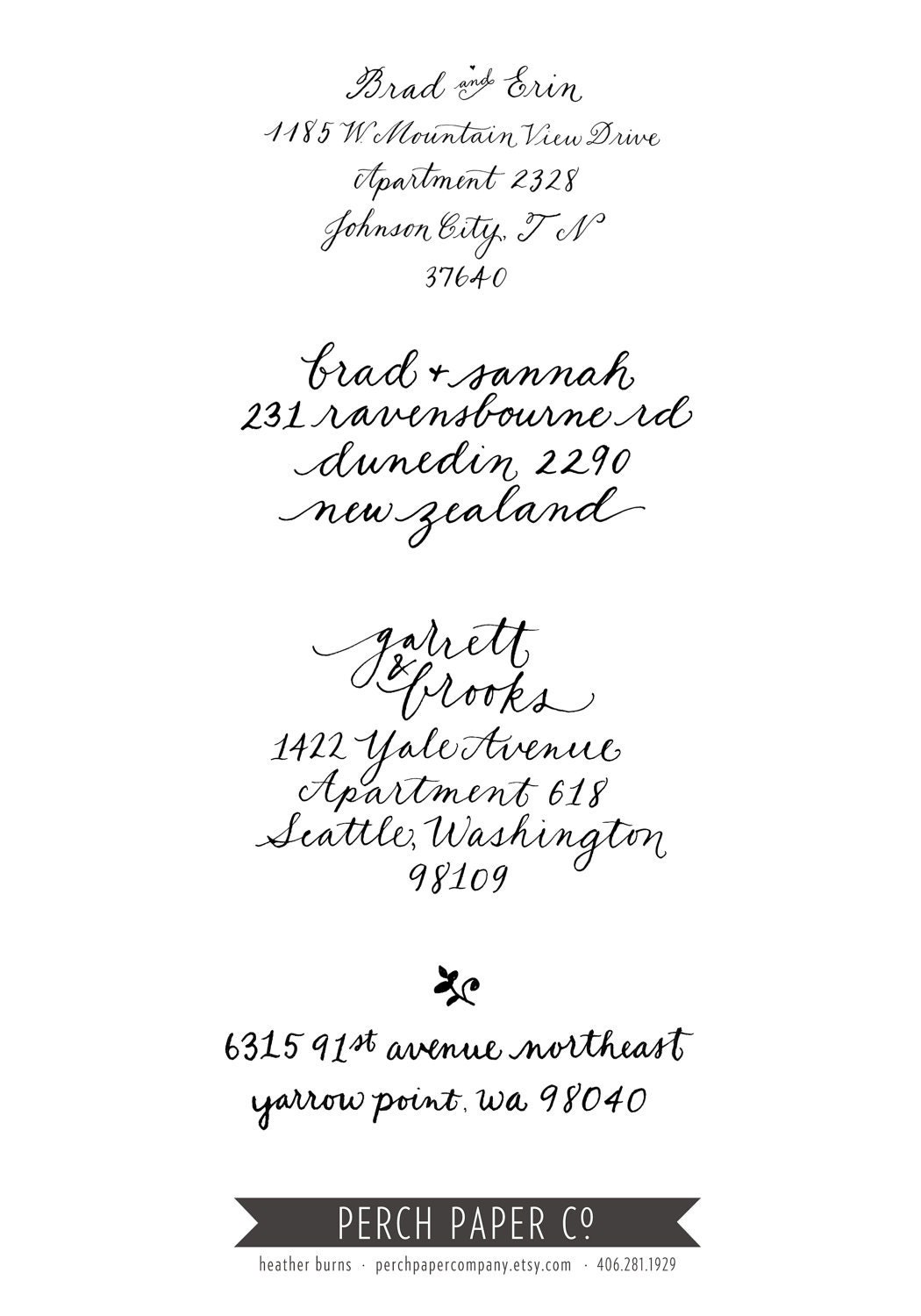 Custom Calligraphy Return Address Stamp created by hand