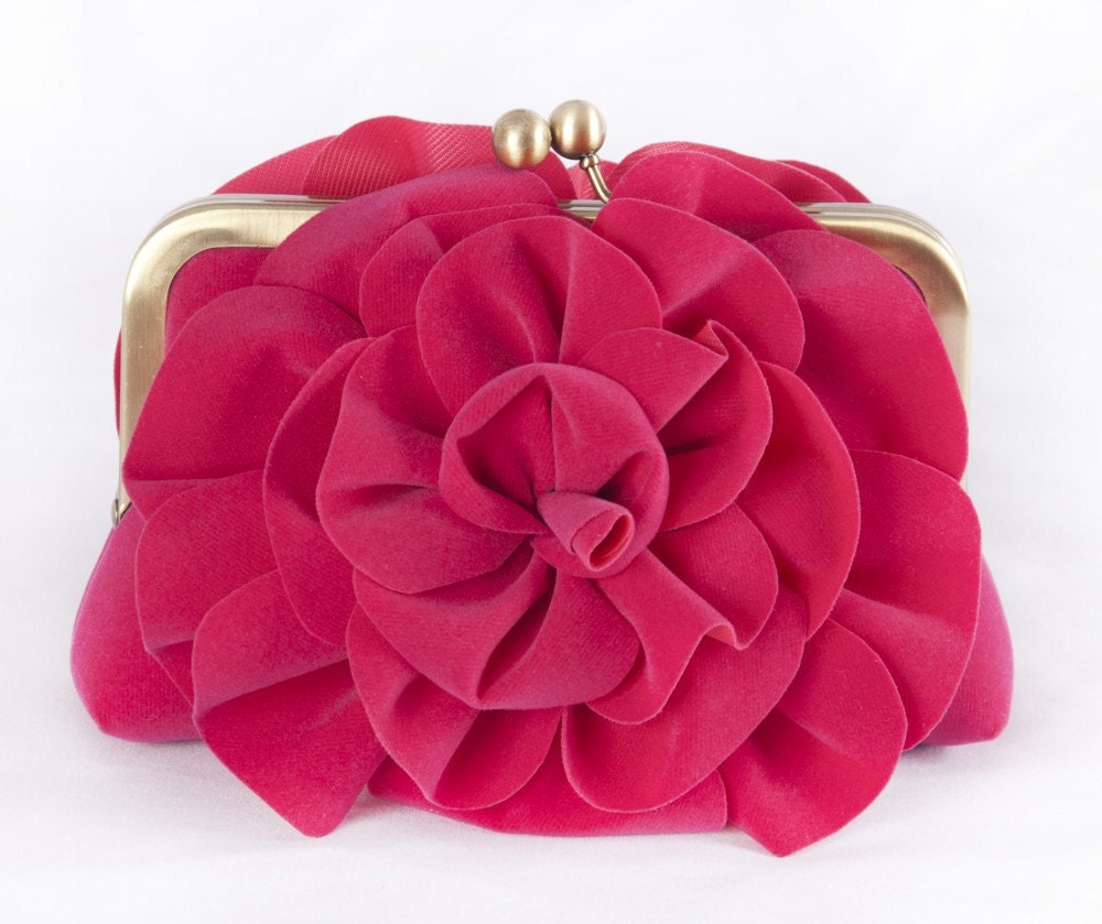 Fucsia Flowers - Silk Lined Clutch Bag
