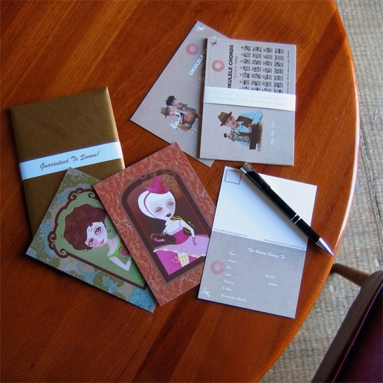 A Beautiful Set of Ukulele Cards and Tags