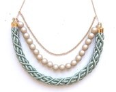 Crescent Moon Rope Necklace - Mint Green