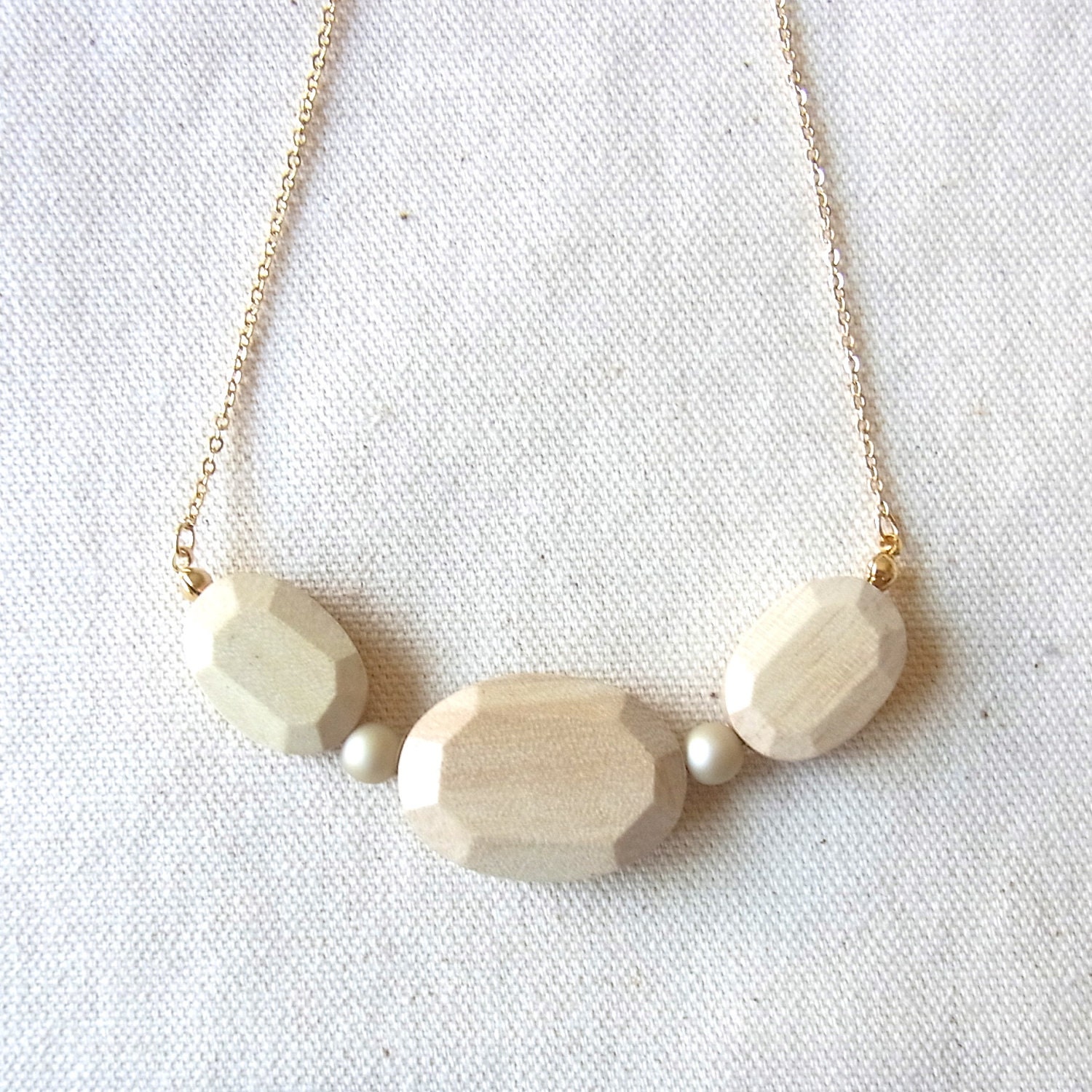 Wood Jewel Necklace - Natural