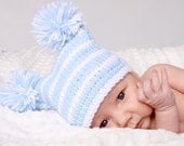 POPULAR Warm Baby Sack Hat Newborn 0 3m 6m Crochet Photo Prop Gift  Blue White or Choice of Colors Baby Boy Girl Gift Gender Neutral