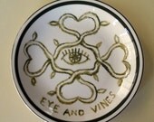 Eye and Vines reworked china plate