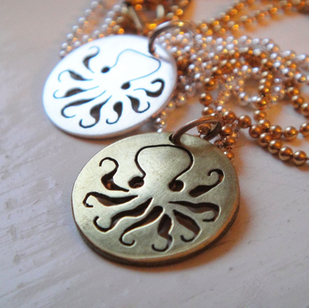 Baby Octopus Silhouette Necklace