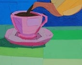 Spring Tea, 7x5 inch ORIGINAL COLLAGE ART