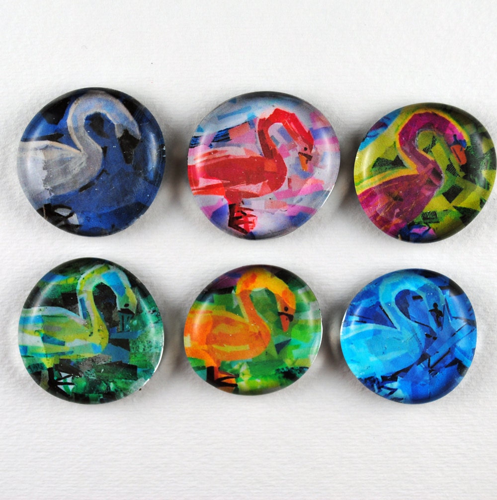 Swan Bubble Magnets, Set of 6