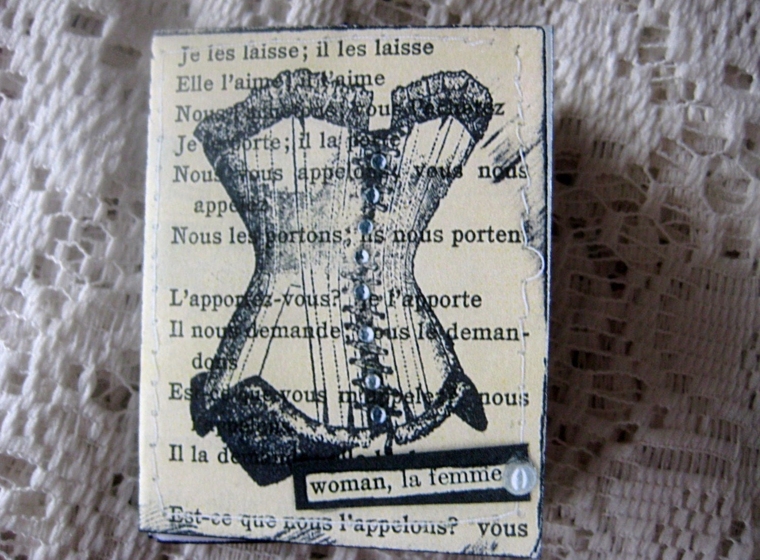 French Inspired, Vintage, Corset Tiny Book
