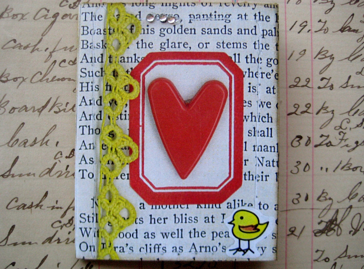 Vintage Red and Yellow Whimsical Tiny Book