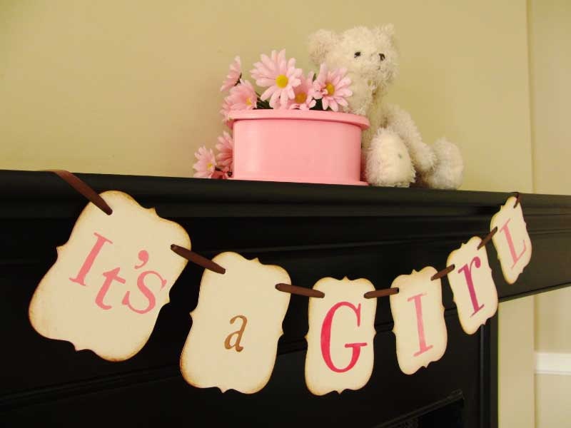 IT'S A GIRL painted banner, babyshower, photoprop, decoration Il_570xn